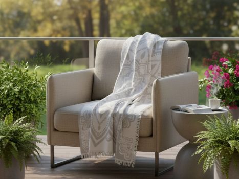 Light Grey Lotus throw